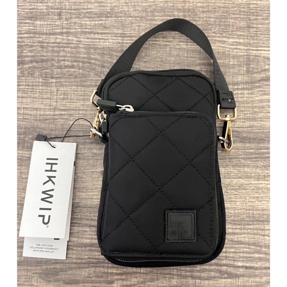 IHKWIP Black Quilted The Chit-Chat Cellphone Crossbody Bag RFID Wallet NWT